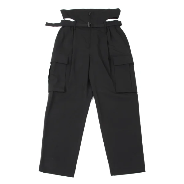 ISSEY MIYAKE Poly High-waist Stretch Belted Pants Black 3 K-164938_001