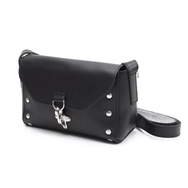MM6 MAISON MARGIELA Studs Crack Foil Leather Shoulder Bag Black,Silver  K-164943_001