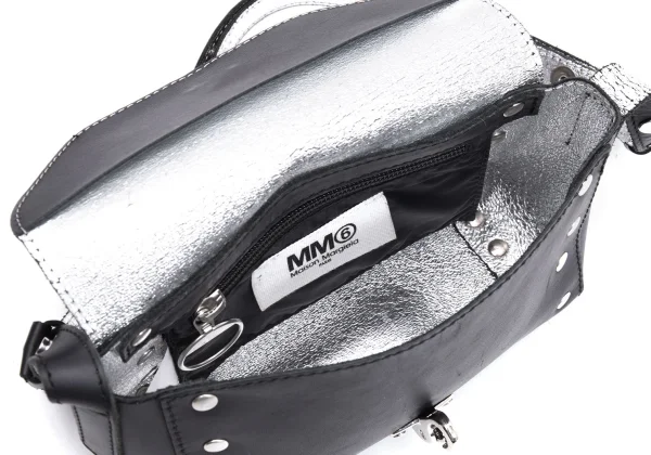 MM6 MAISON MARGIELA Studs Crack Foil Leather Shoulder Bag K-164943_016
