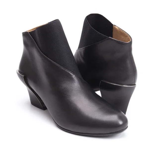 イッセイミヤケ×ユナイテッドヌードISSEY MIYAKE×UN  Warp Bootie Mid メタルヒールレザーブーティー 黒39(24.5cm位)