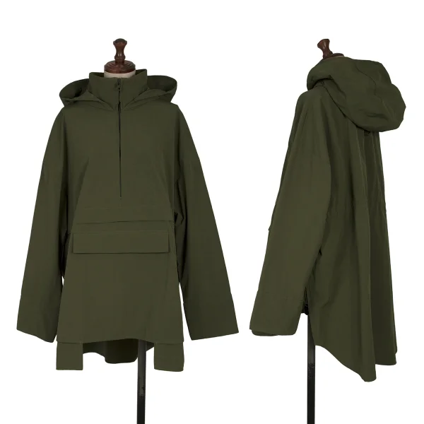 UN3D. Rayon Blend Back Long Pullover Hooded Jacket Khaki F K-164955_001