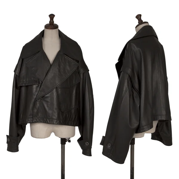 メゾンスペシャルMAISON SPECIAL 2WAYシープレザーショートブルゾン 黒1