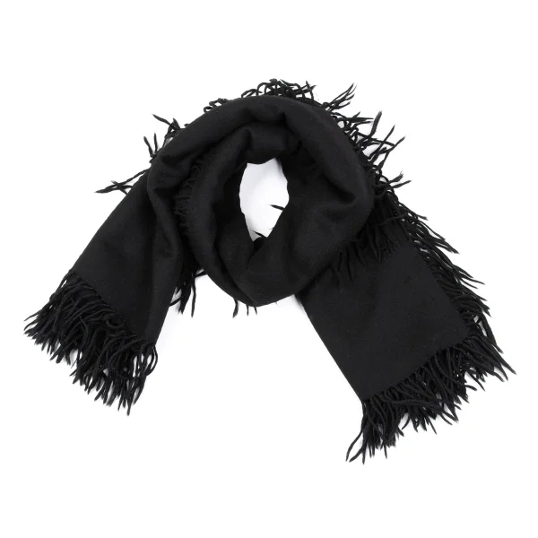 AGNONA Silk Blended Cashmere Fringe Stole Black  K-164978_001
