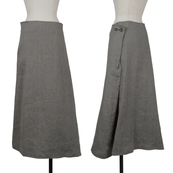 Yohji Yamamoto NOIR Linen Waist Wrap Skirt Grey 2 K-164980_001