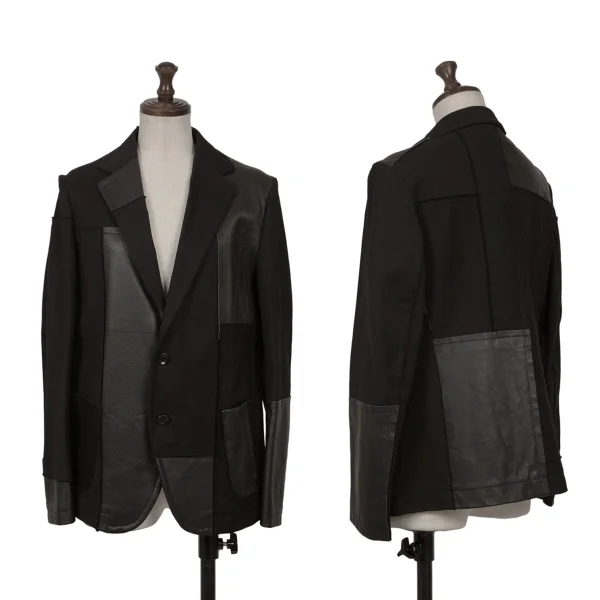 Y's Leather Patchwork 2B Jacket Black 1 K-164985_001