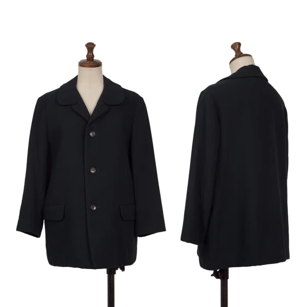 トリココムデギャルソンtricot COMME des GARCONS ウールナイロンラウンドカラージャケット 紺M位
