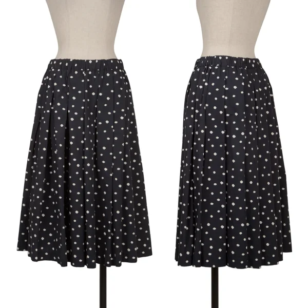COMME des GARCONS Cotton Dot Print Box Tuck Skirt Navy,White XS K-165011_001