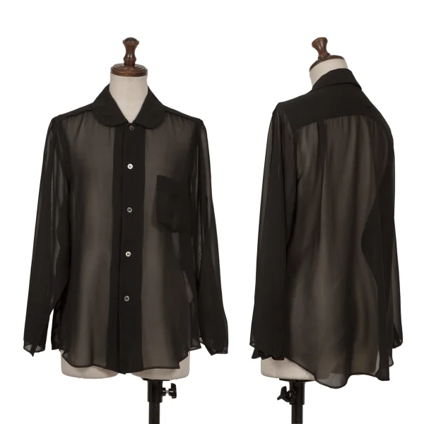 コムデギャルソンCOMME des GARCONS ポリラウンドカラーシースルーシャツ 黒S