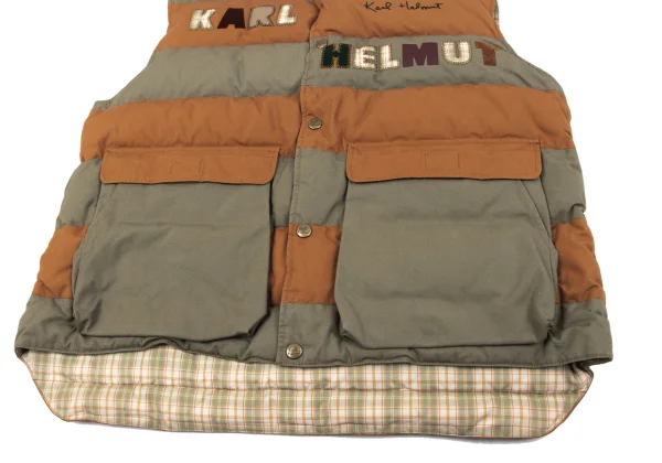 Karl Helmut Cotton Logo Patch Design Striped Down Vest K-165017_010