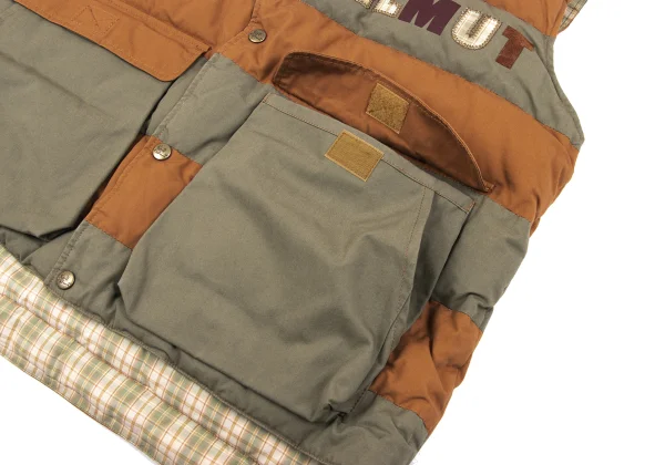 Karl Helmut Cotton Logo Patch Design Striped Down Vest K-165017_011