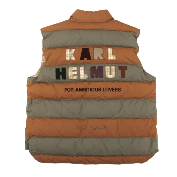 Karl Helmut Cotton Logo Patch Design Striped Down Vest K-165017_013