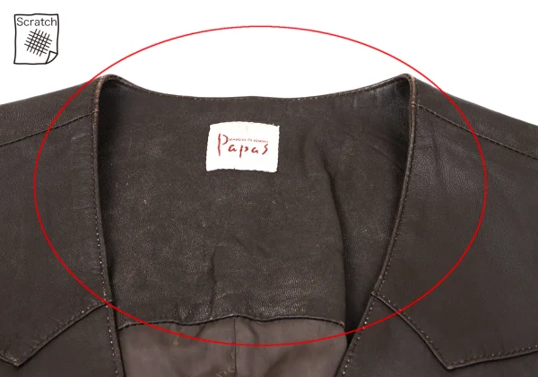 Papas Wood Button Design Leather Vest K-165018_004