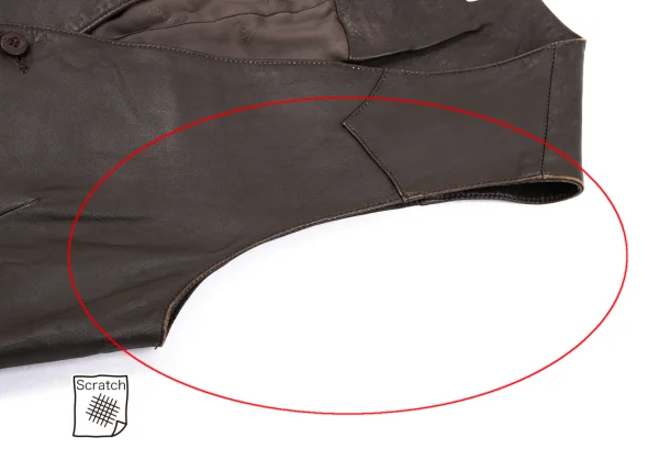 Papas Wood Button Design Leather Vest K-165018_005