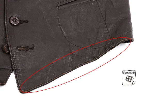 Papas Wood Button Design Leather Vest K-165018_008