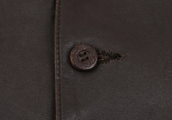 Papas Wood Button Design Leather Vest K-165018_010
