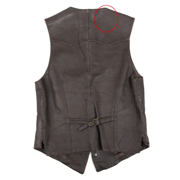 Papas Wood Button Design Leather Vest K-165018_014