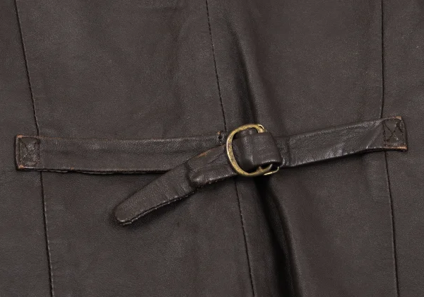 Papas Wood Button Design Leather Vest K-165018_016