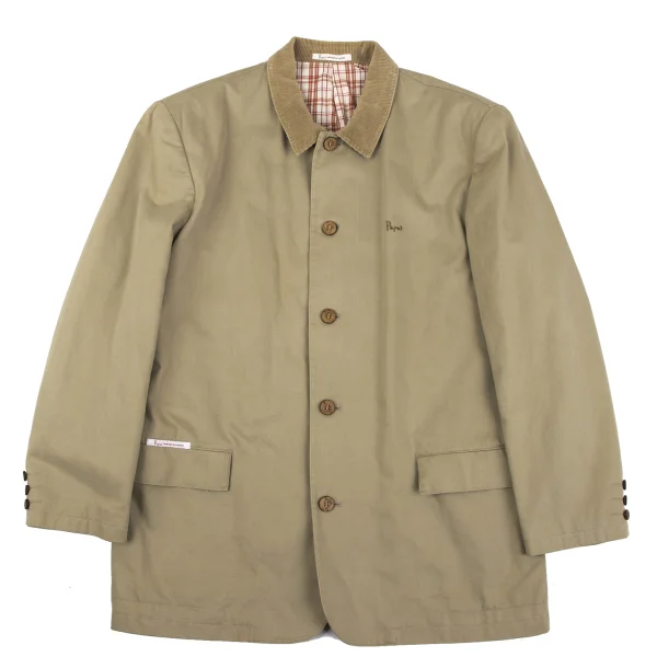 Papas Cotton Check Lining Logo Embroidered Jacket Beige M K-165021_001