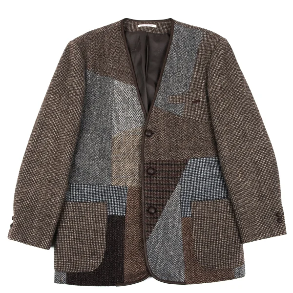 Papas Harris Tweed Crazy Pattern Switching Jacket Brown,Multi-Color M46 K-165022_001