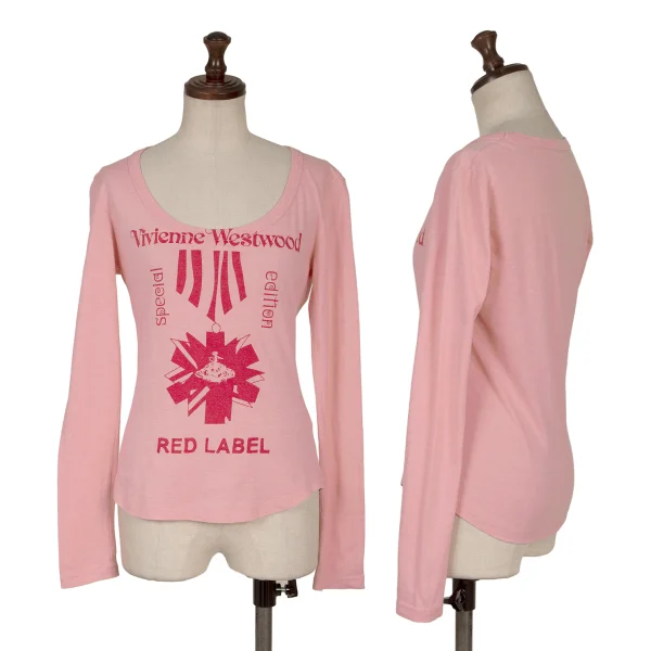 ヴィヴィアンウエストウッド レッドレーベルVivienne Westwood Red Label コットン混紡ロゴプリントカットソー ピンク2