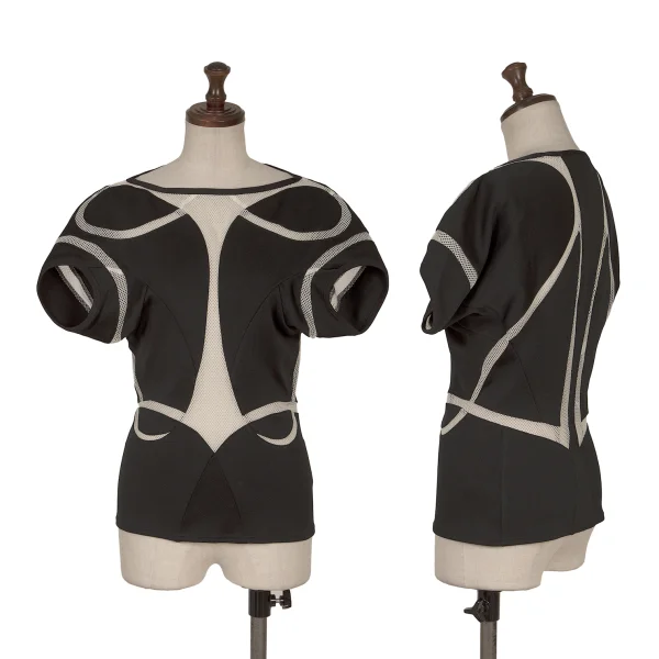 JUNYA WATANABE COMME des GARCONS Poly Mesh Switching Top Black,White S K-165042_001