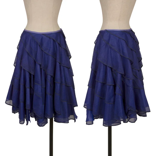 JUNYA WATANABE COMME des GARCONS Poly Mesh Tiered Skirt Blue XS K-165044_001