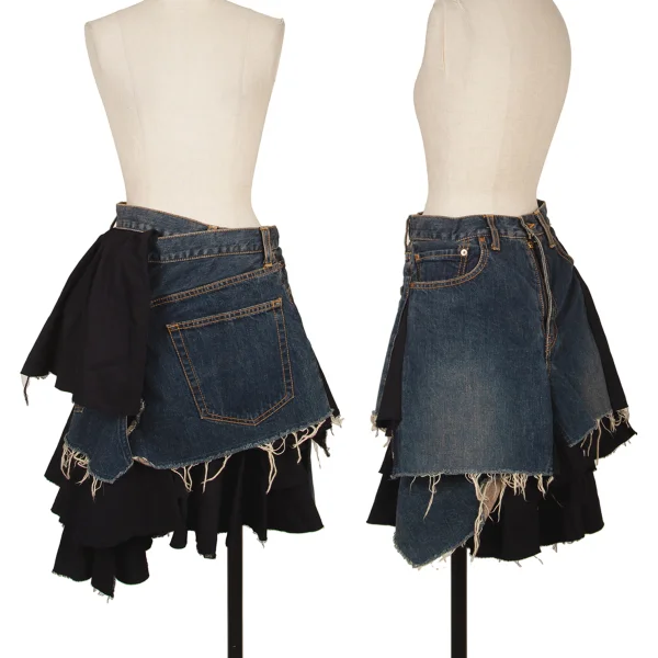 JUNYA WATANABE COMME des GARCONS Wool Reconstruct Denim Skirt  Indigo,Navy S K-165051_001
