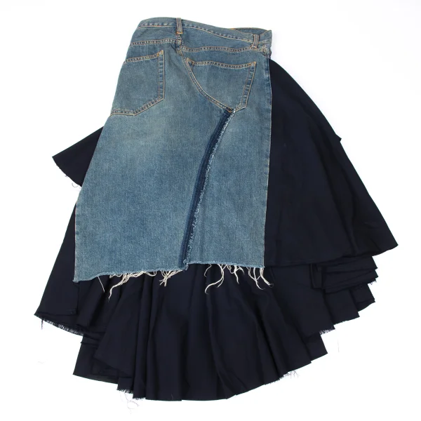 JUNYA WATANABE COMME des GARCONS Wool Tiered Remake Denim Skirt K-165056_002