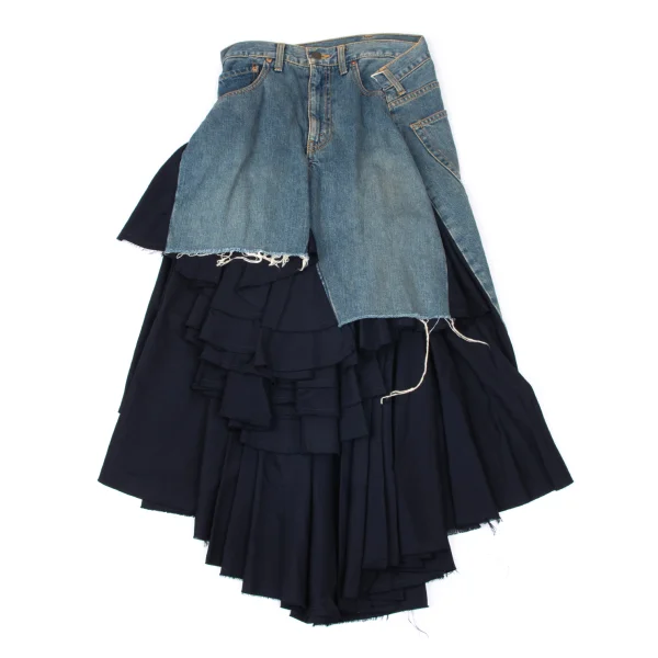 JUNYA WATANABE COMME des GARCONS Wool Tiered Remake Denim Skirt K-165056_009