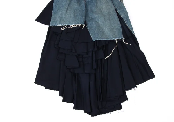 JUNYA WATANABE COMME des GARCONS Wool Tiered Remake Denim Skirt K-165056_015