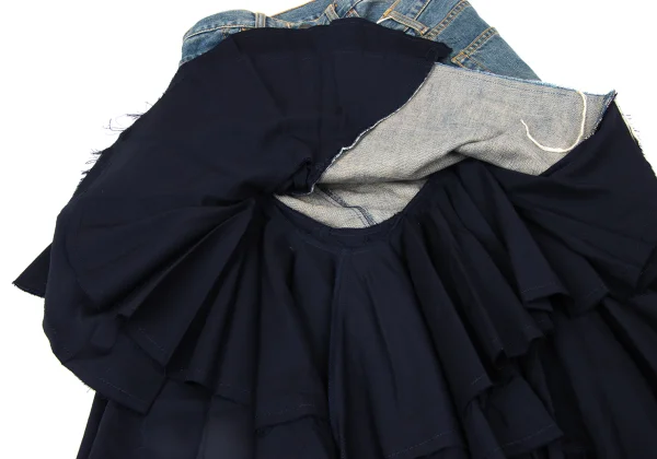 JUNYA WATANABE COMME des GARCONS Wool Tiered Remake Denim Skirt K-165056_016