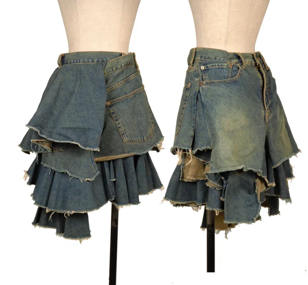 JUNYA WATANABE COMME des GARCONS Remake Frill Denim Skirt  Indigo S K-165057_001