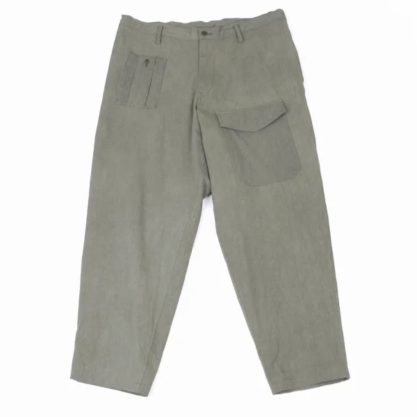 ワイズフォーメンY's for men コットンリネンワイドワークパンツ カーキ1