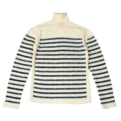 Jean Paul GAULTIER CLASSIQUE Wool Cotton Logo Stripe Turtleneck Knit