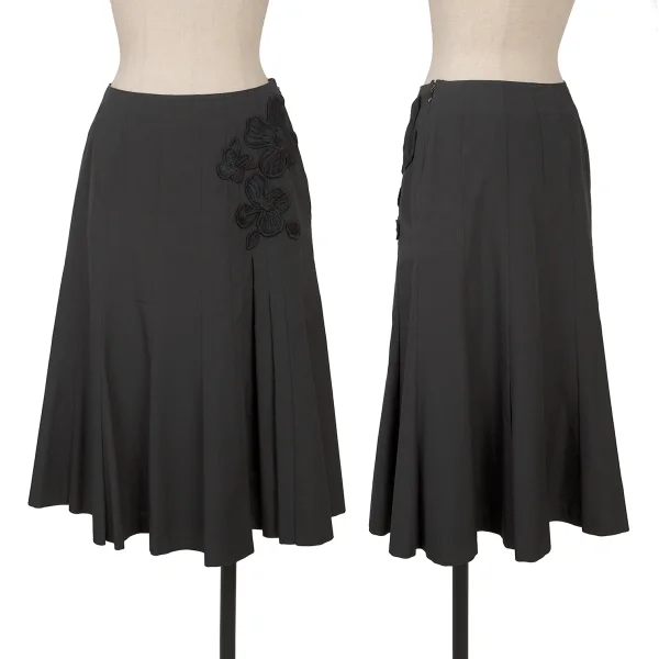 SONIA RYKIEL Floral Patch Pleats Skirt Black 38 K-165090_001