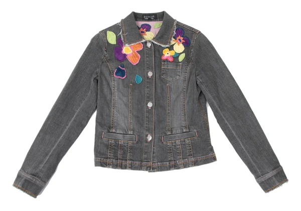 SONIA RYKIEL Colorful Floral Patch Denim Jacket K-165092_002