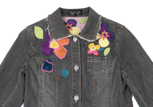 SONIA RYKIEL Colorful Floral Patch Denim Jacket K-165092_003