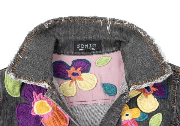 SONIA RYKIEL Colorful Floral Patch Denim Jacket K-165092_006