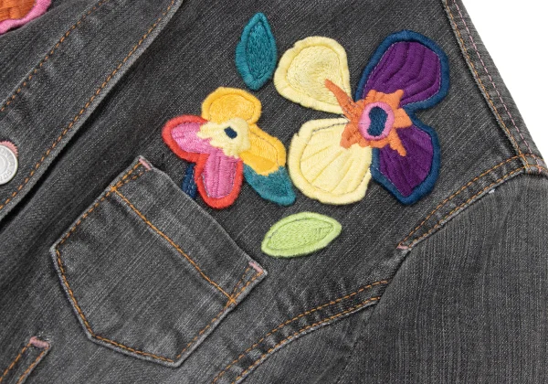 SONIA RYKIEL Colorful Floral Patch Denim Jacket K-165092_007