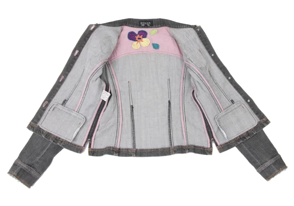 SONIA RYKIEL Colorful Floral Patch Denim Jacket K-165092_013