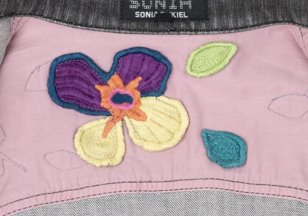 SONIA RYKIEL Colorful Floral Patch Denim Jacket K-165092_014