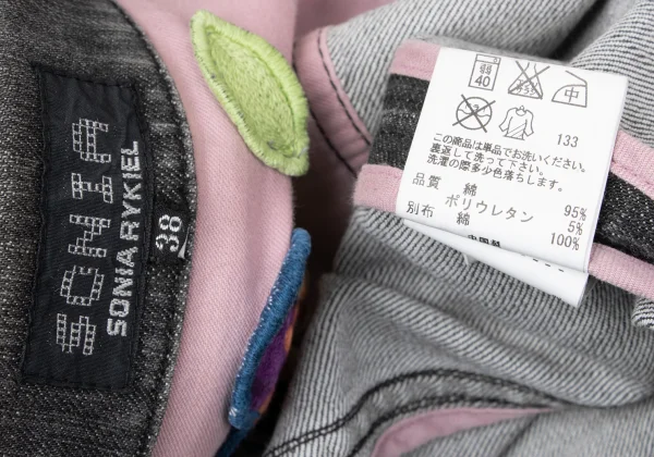 SONIA RYKIEL Colorful Floral Patch Denim Jacket K-165092_018