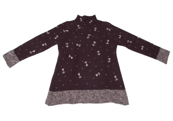 ツモリチサトTSUMORI CHISATO ウールフローラルステッチモックネックニット ボルドーM K-165094_002