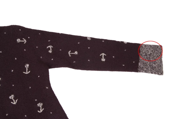 ツモリチサトTSUMORI CHISATO ウールフローラルステッチモックネックニット ボルドーM K-165094_005