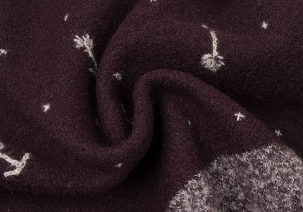 ツモリチサトTSUMORI CHISATO ウールフローラルステッチモックネックニット ボルドーM K-165094_012