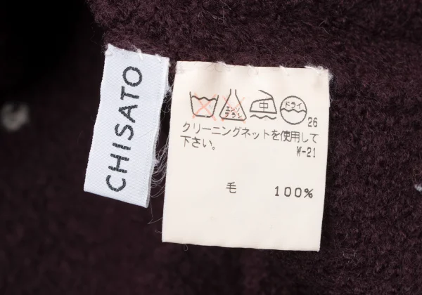 ツモリチサトTSUMORI CHISATO ウールフローラルステッチモックネックニット ボルドーM K-165094_015