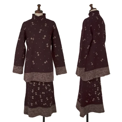 TSUMORI CHISATO Wool Floral Stitch Knit Top & Skirt