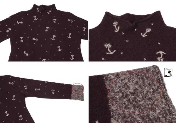 ツモリチサトTSUMORI CHISATO ウールフローラルステッチセットアップ ボルドーM K-165096_004