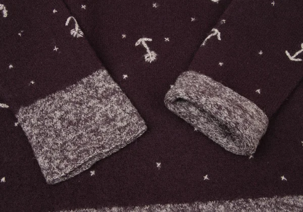 ツモリチサトTSUMORI CHISATO ウールフローラルステッチセットアップ ボルドーM K-165096_005