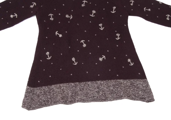 ツモリチサトTSUMORI CHISATO ウールフローラルステッチセットアップ ボルドーM K-165096_006